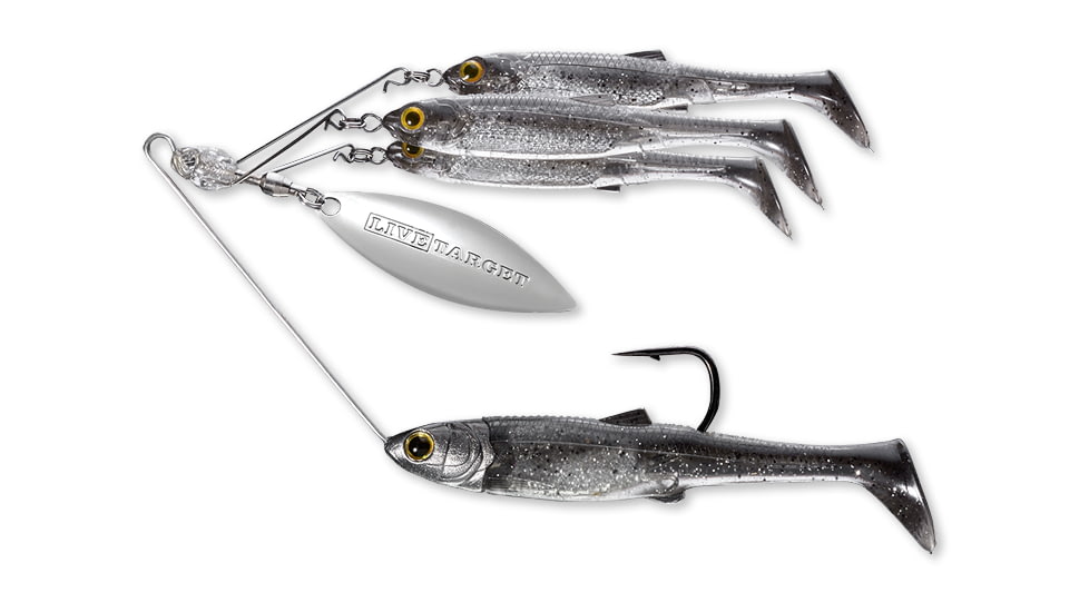 Live Target BaitBall Spinner Rig, 5/0 Hook, Smoke/Silver, Large, 3/4oz, MNSR21LG850