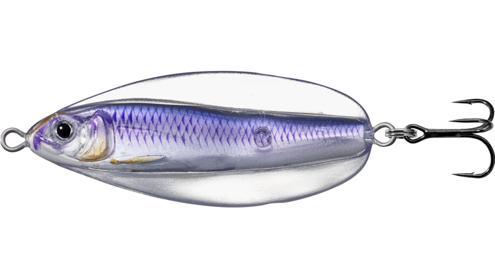 Live Target LiveTarget Erratic Shiner - Casting Spoon, 2 1/4in, 3/8oz, Silver/Violet, ESS55SK718
