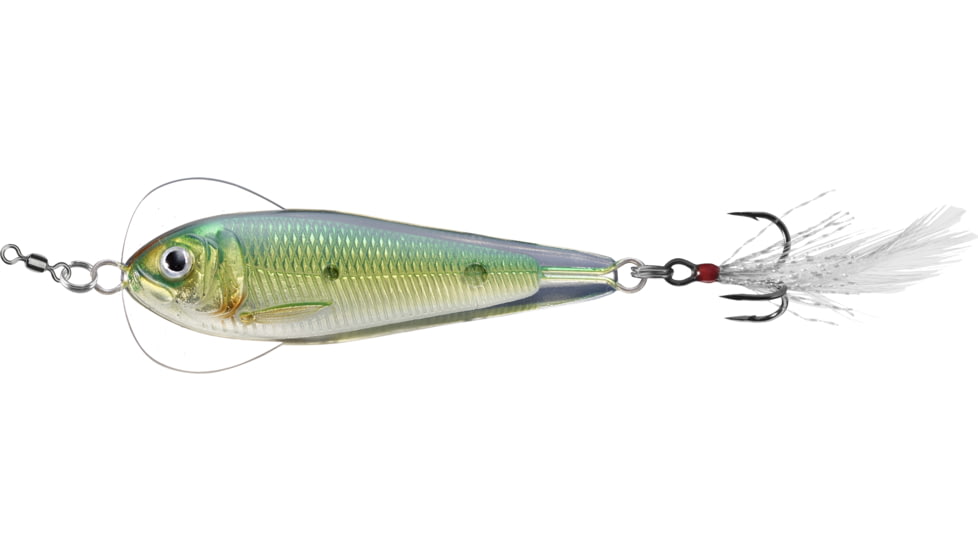 Live Target LiveTarget Flutter Sardine-Jigging Spoon, 3in, 1-1/2oz, Gold/Green, FSDJ80SK204