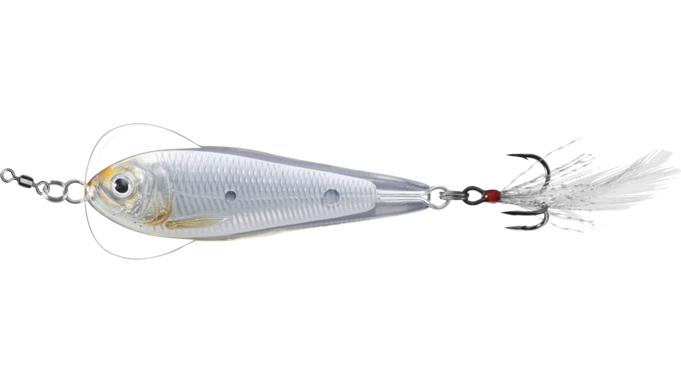 Live Target LiveTarget Flutter Sardine-Jigging Spoon, 3in, 1-1/2oz, Silver/Pearl, FSDJ80SK134