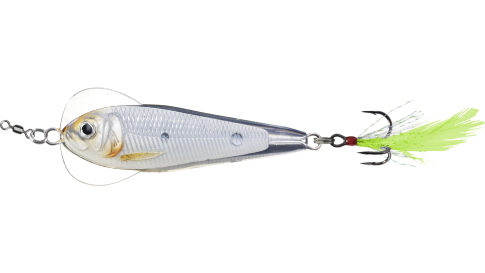 Live Target LiveTarget Flutter Shad-Jigging Spoon, 2 1/2in, 3/4oz, Glow/Pearl, FSJ60SK224
