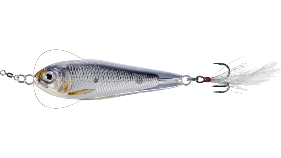 Live Target LiveTarget Flutter Shad-Jigging Spoon, 2 1/2in, 3/4oz, Silver/Black, FSJ60SK202