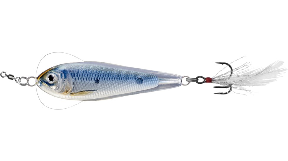 Live Target LiveTarget Flutter Shad-Jigging Spoon, 2 1/2in, 3/4oz, Silver/Blue, FSJ60SK201