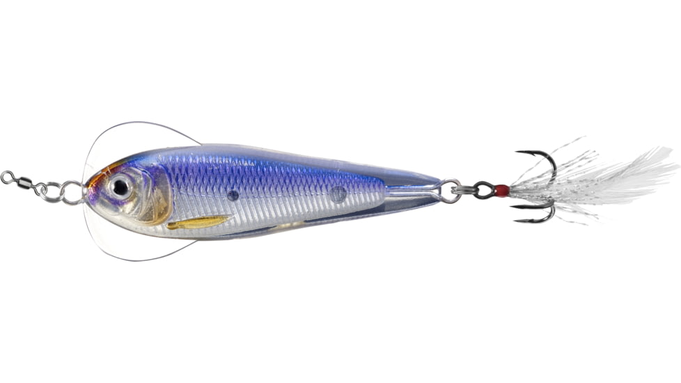 Live Target LiveTarget Flutter Shad-Jigging Spoon, 2 1/2in, 3/4oz, Silver/Violet, FSJ60SK718