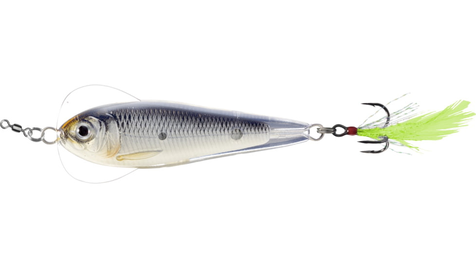 Live Target LiveTarget Flutter Shad-Jigging Spoon, 2 5/8in, 1oz, Glow/Black, FSJ70SK211