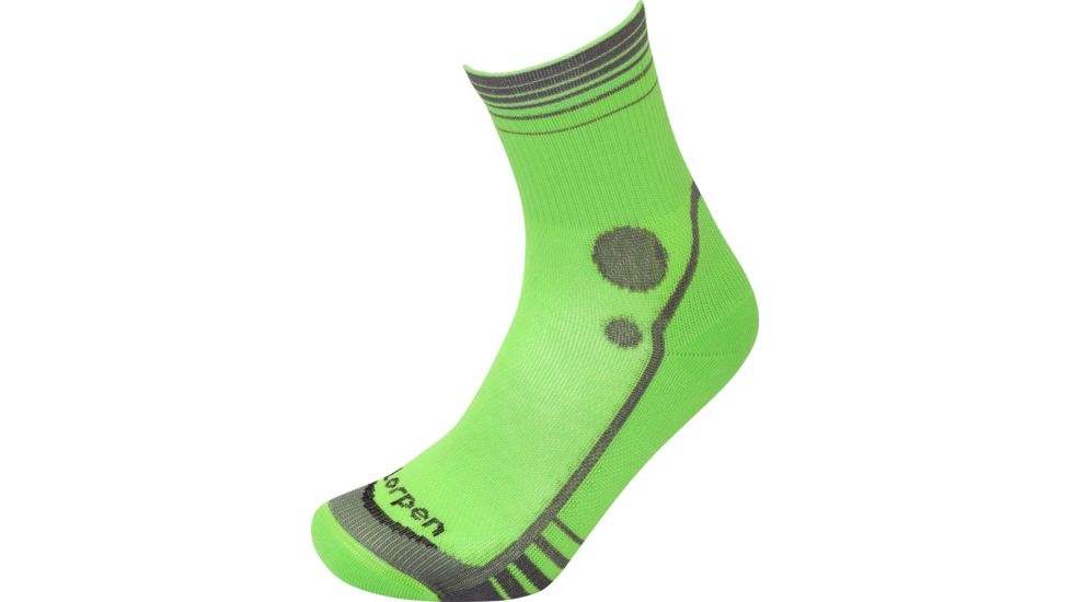 Lorpen T3 Running Mid Crew Socks - Mens, Green/Charcoal, Extra Large, X3OSM-2620-XL
