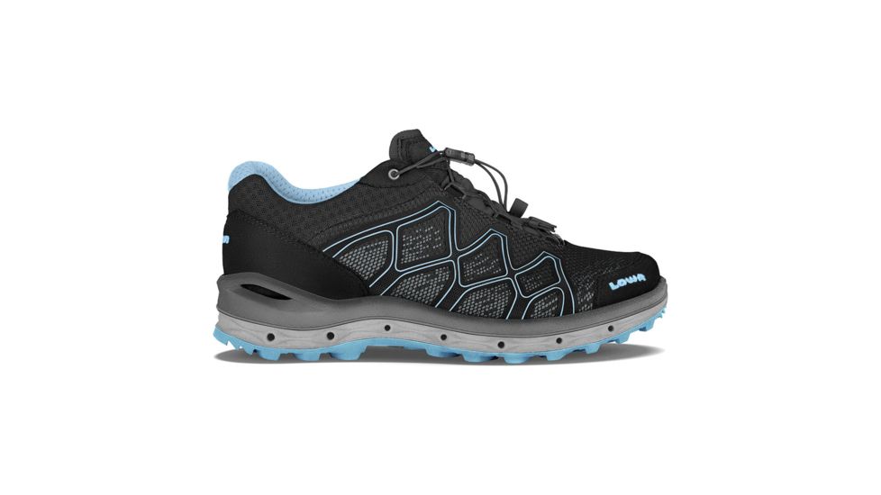 Lowa Aerox GTX Lo Surround Hiking Boots - Womens, Black/Ice Blue, 6.5, Medium, 3206259972-6.5