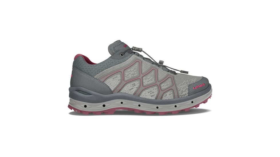 Lowa Aerox GTX Lo Surround Hiking Shoes - Women's, Gray/Berry, Medium, 6.5, 3206259051-GR-MD-6.5