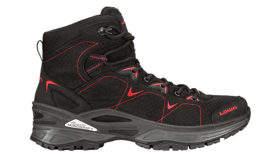 Lowa Ferrox GTX Mid Hiking Boot - Men's-Black/Red-Medium-9