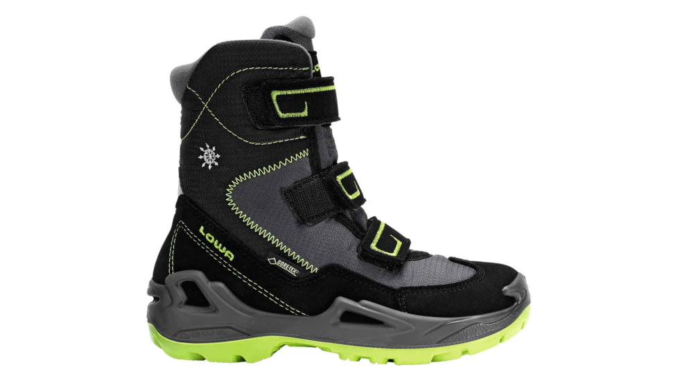 Lowa Milo GTX Hi Boot - Kids, Black/Lime, 36 EU, Medium, 6505409903-BLKLIM-M360