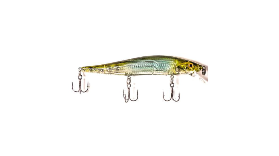Luck E Strike Luck-E-Strike Rick Clunn Stickbait, Size 6 Hooks, 3, Suspending, Emerald Shiner, 4 1/2in, 1/2oz, RCSTX-31