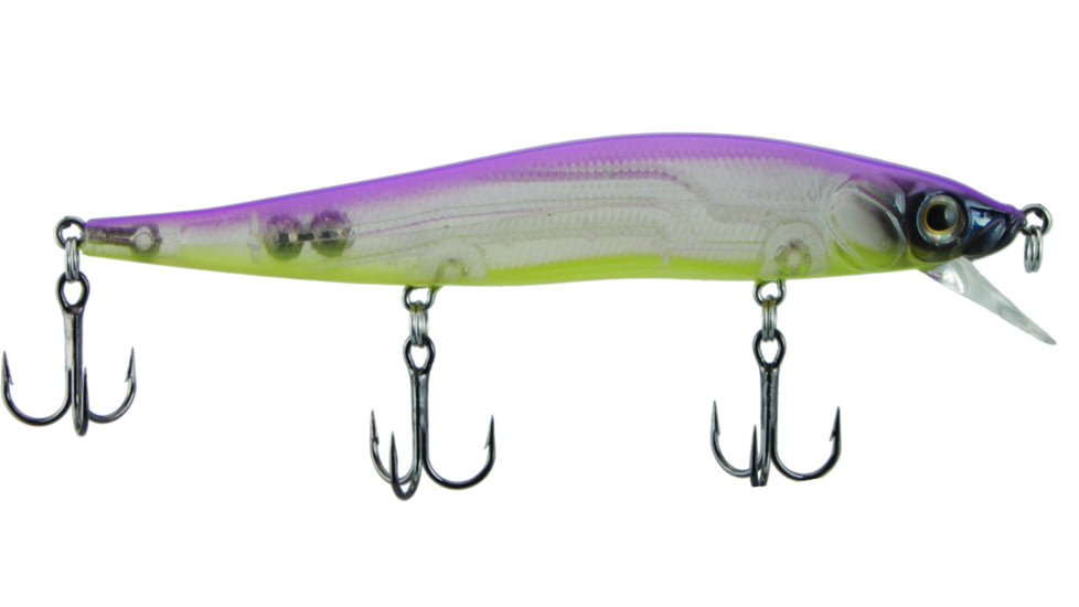 Luck E Strike Luck-E-Strike Rick Clunn Stickbait, Size 6 Hooks, 3, Suspending, Herring Bone Chartreuse, 4 1/2in, 1/2oz, RCSTX-34-1