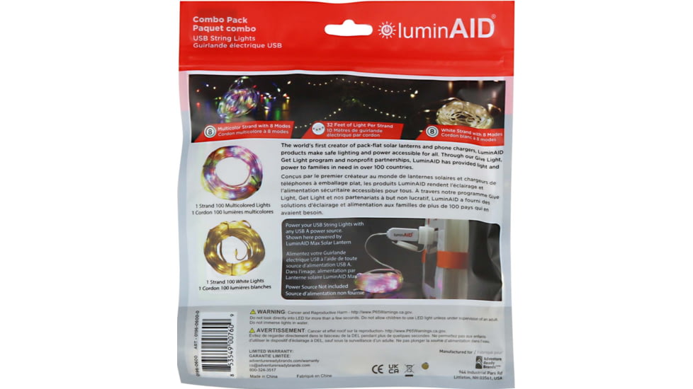 LuminAID Add-On String Lights, White, 0196-0600