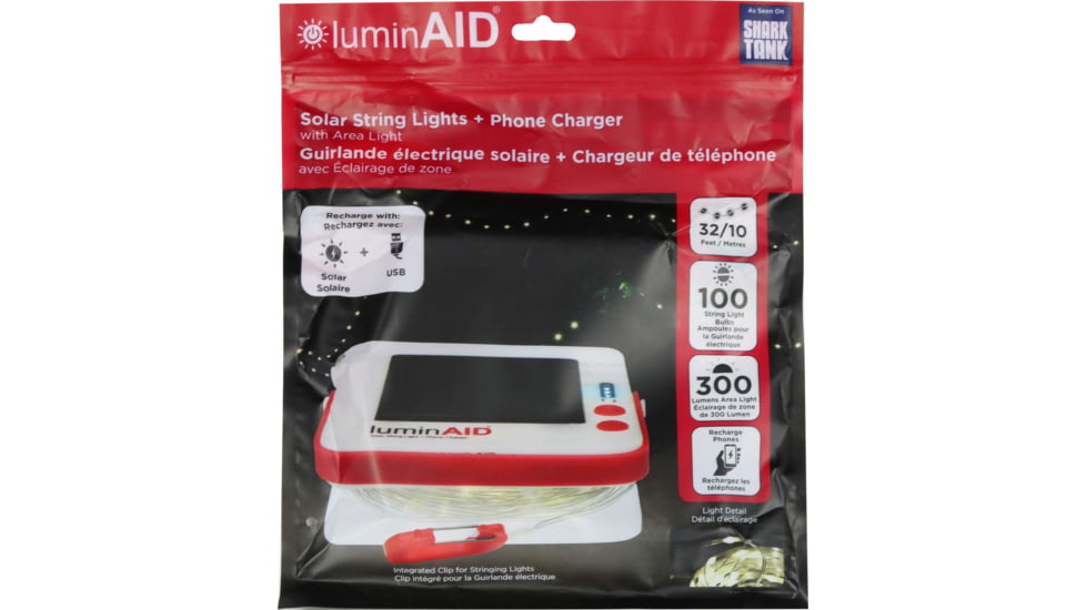 LuminAID Solar String Light w/Phone Charger, White, 0196-0500