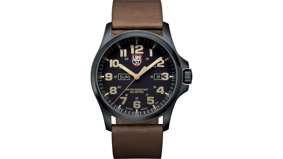 Luminox Atacama Field Quartz Day Date Watches, Black/Gold/Brown, 45 mm, 1929