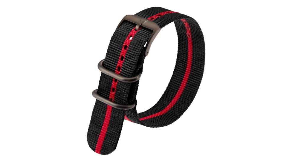 Luminox Watch Strap for 3950 Series, Nylon Webbing w/ Red Stripe, Black, 23mm, blkwebstr-wred-stripe23