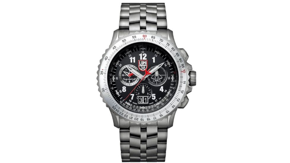 Luminox F-22 Raptor 9240 Series Watch with Titanium Bracelet and Bezel, Black/White, 44 mm 9241.M