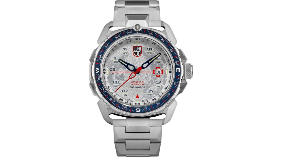 Luminox Ice Sar Arctic Steel Watches, Blue/Red/Silver, 46 mm, 1207