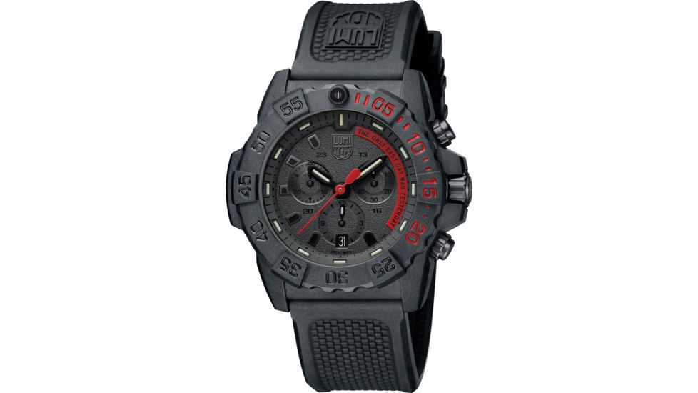Luminox Navy Seal Chronograph Watches, Black/Red/Black, 45 mm, 3581.EY