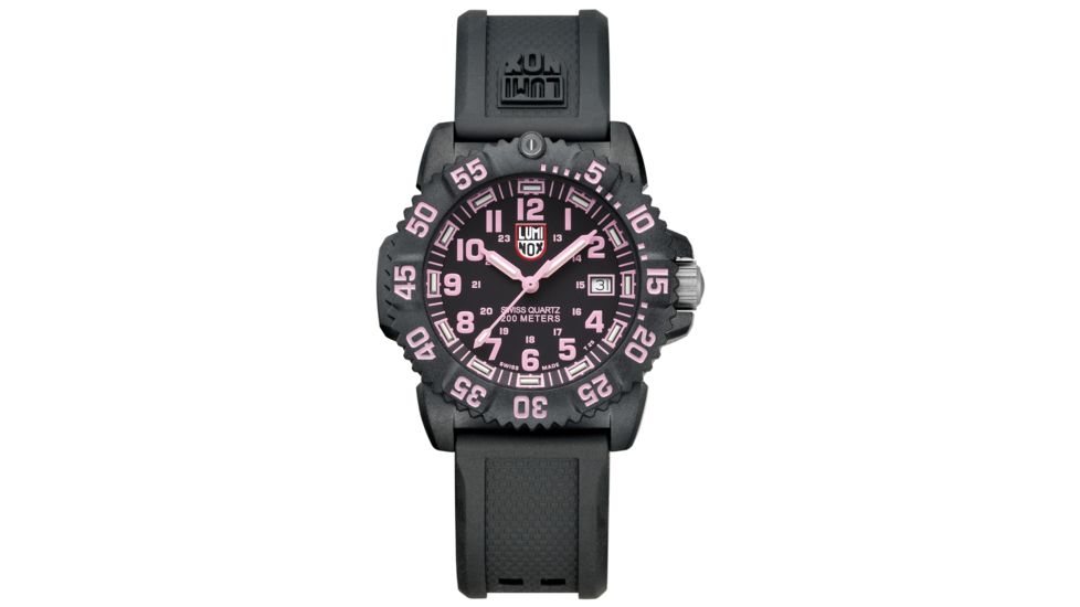 LUMINOX Navy Seal Colormark Watch, Black/Pink, 38mm A.7065