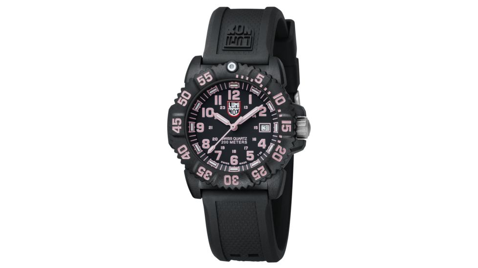 LUMINOX Navy Seal Colormark Watch, Black/Pink, 38mm A.7065