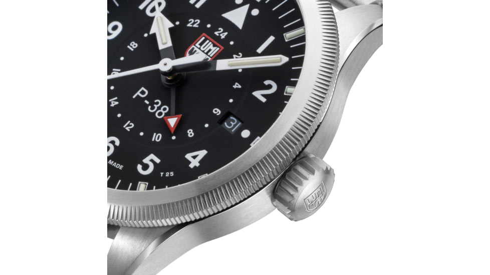 Luminox P-38 Lightening 9520 Series Watch, Black/Silver, 42mm, XA.9522