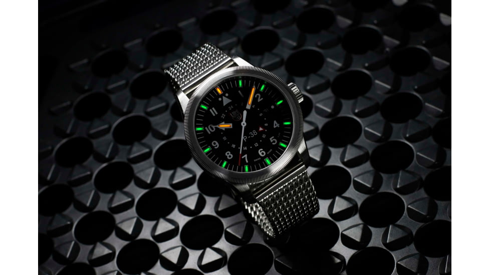 Luminox P-38 Lightening 9520 Series Watch, Black/Silver, 42mm, XA.9522