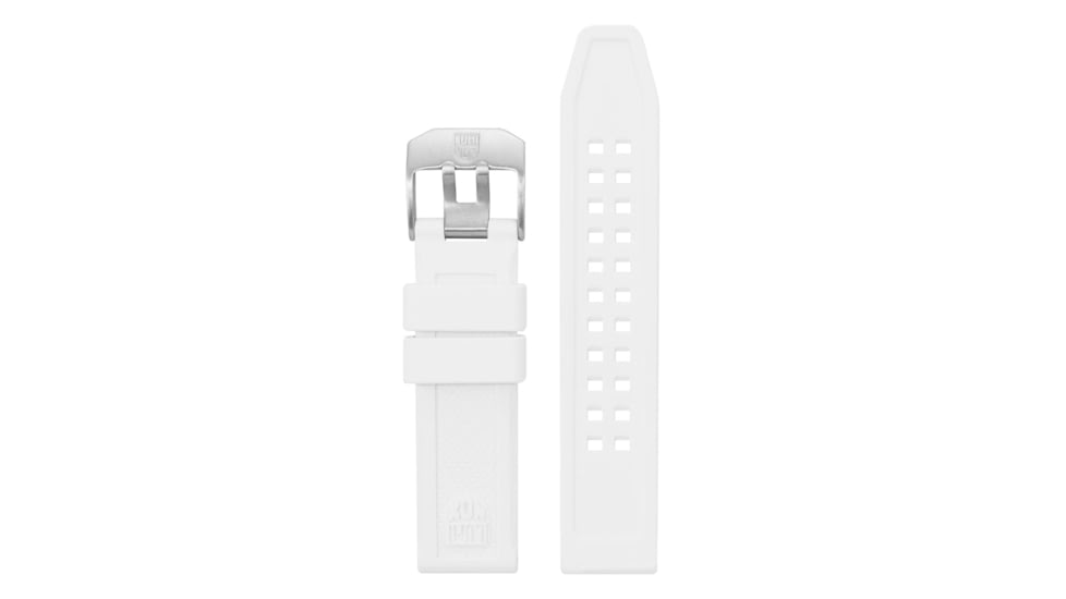 Luminox Watch Strap for Navy SEAL 7050 Series, Silicone/Rubber, White, 20mm, whtpustrwsilverbuckle20