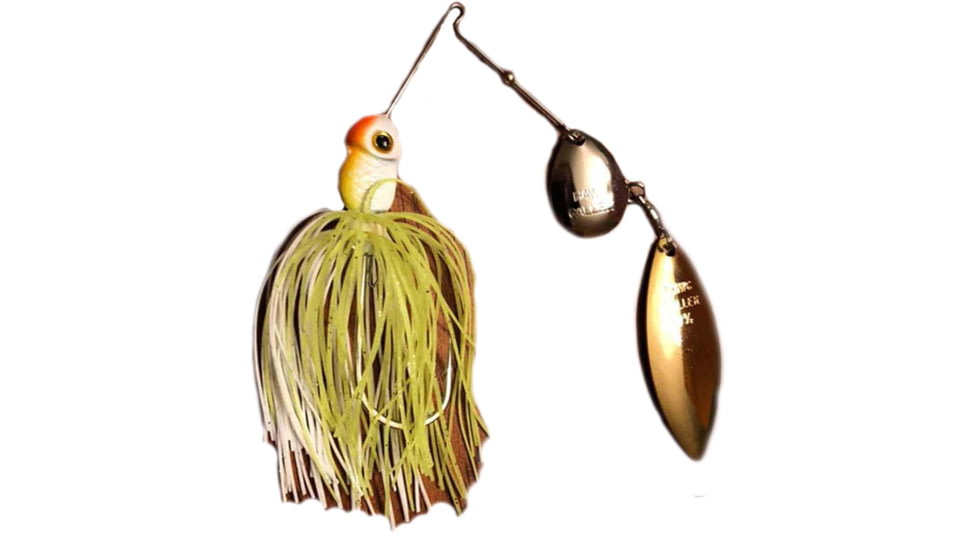Lunker Lure Gen II Hawg Caller, Colorado/Willow Double Blade, White/Charteuse, Silver Gold, GPW50