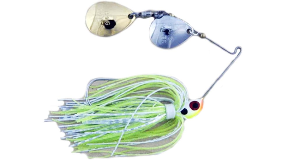 Lunker Lure Proven Winner Double Colorado Blade Spinnerbait, Chartreuse White Head/Chartreuse White Skirt, 1/4oz, PW6014