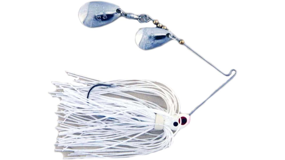 Lunker Lure Proven Winner Double Colorado Blade Spinnerbait, White Head/White Silver Flake Skirt, 1/4oz, PW0514