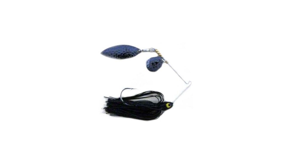 Lunker Lure Proven Winner Double Colorado/Willow Blade Spinnerbait, Black Head/Black Metal Skirt, 3/8oz, PW3938