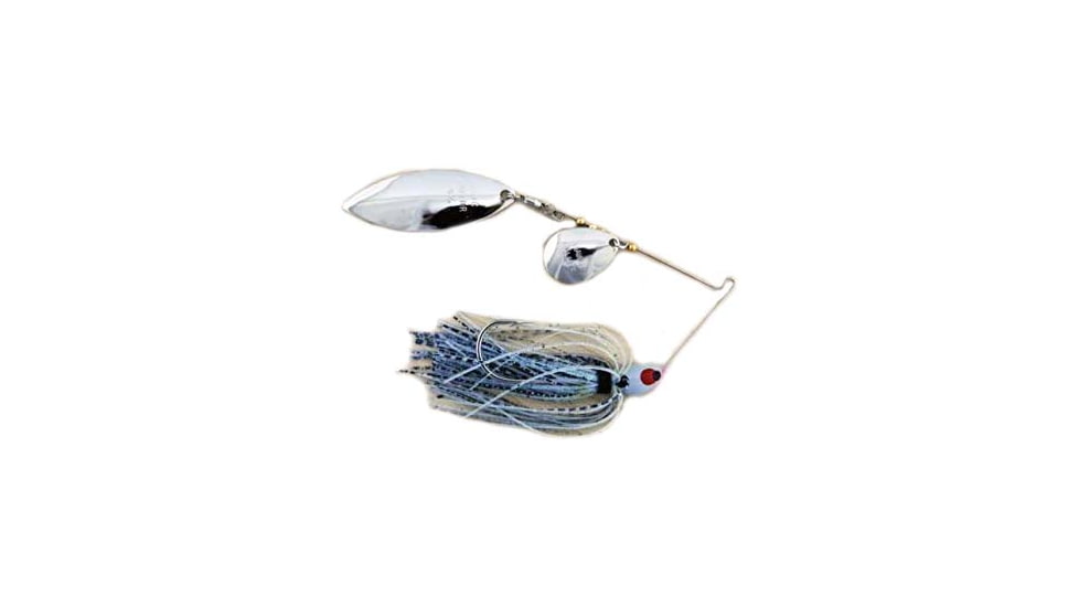 Lunker Lure Proven Winner Double Colorado/Willow Blade Spinnerbait, Blue Glimmer Head/Blue Fish Scale Skirt, 3/8oz, PW3738