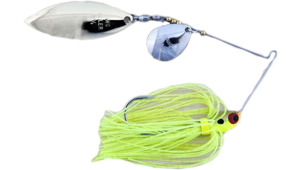Lunker Lure Proven Winner Double Colorado/Willow Blade Spinnerbait, Chartreuse Gold Head/Chartreuse Gold Flake Skirt, 3/8oz, PW4038
