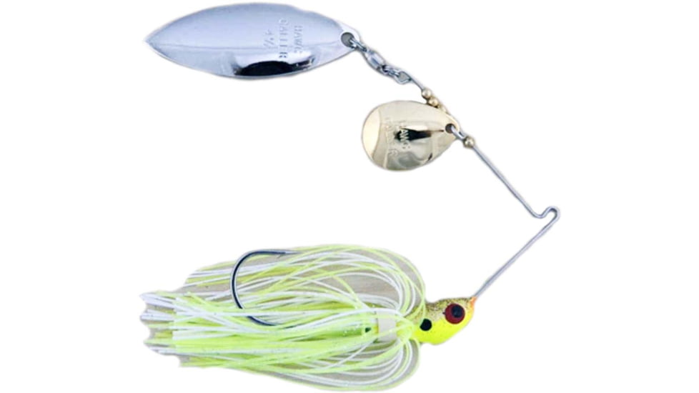 Lunker Lure Proven Winner Double Colorado/Willow Blade Spinnerbait, Chartreuse Gold Head/Chartreuse White Skirt, 1/2oz, PW4112