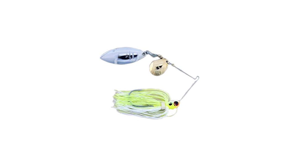 Lunker Lure Proven Winner Double Colorado/Willow Blade Spinnerbait, Chartreuse White Head/Chartreuse White Skirt, 3/8oz, PW4938