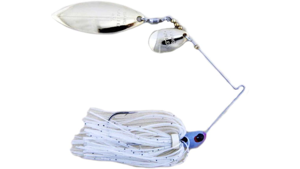 Lunker Lure Proven Winner Double Indiana/Willow Blade Spinnerbait, Blue Glimmer Head/Gold Glimmer, 3/8oz, PW2438