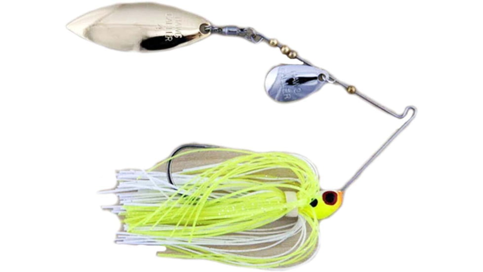 Lunker Lure Proven Winner Double Indiana/Willow Blade Spinnerbait, Chartreuse White Head/Chartreuse White Skirt, 1/4oz, PW0614