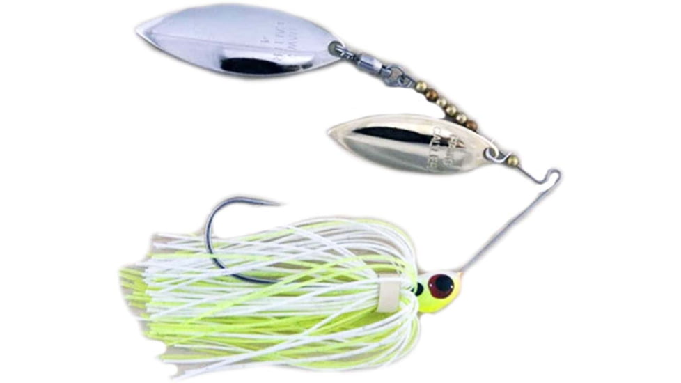 Lunker Lure Proven Winner Double Willow Blade Spinnerbait, Chartreuse White Head/Chartreuse White Skirt, 1/4oz, PW2914