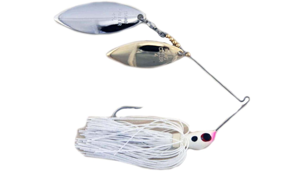 Lunker Lure Proven Winner Double Willow Blade Spinnerbait, White Head/White Silver Flake Skirt, 3/4oz, PW3434
