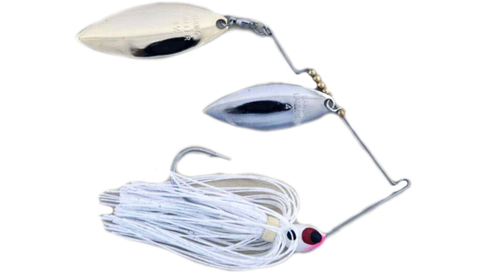 Lunker Lure Proven Winner Double Willow Blade Spinnerbait, White Head/White Silver Flake Skirt, 3/8oz, PW3138