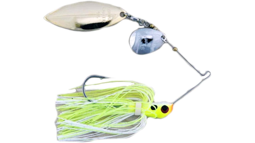 Lunker Lure Proven Winner Gold/Nickel Double Colorado/Indiana Blade Spinnerbait, Chartreuse White Head/Chartreuse White Skirt, 1/2oz, PW1212