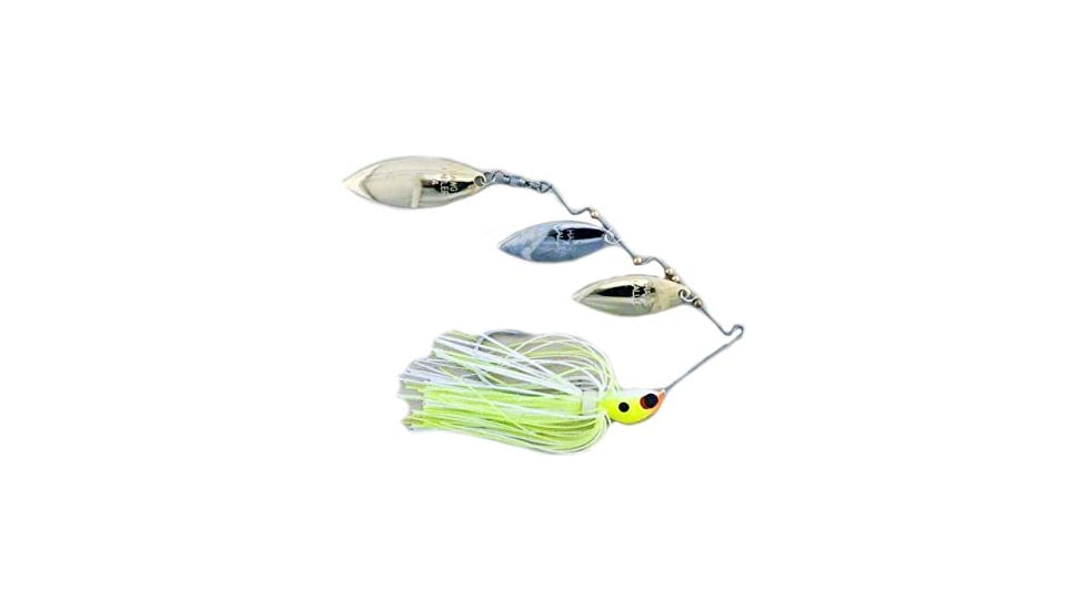 Lunker Lure Proven Winner Gold/Nickel Willow Blade Spinnerbait, Chartreuse/White Head/Chartreuse/White Skirt, 1/2oz, PW9412