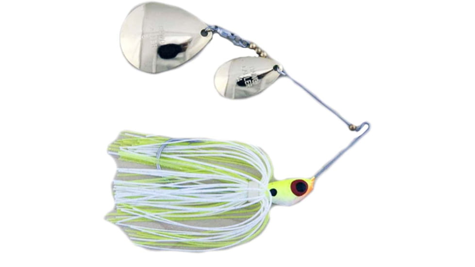 Lunker Lure Proven Winner Nickel/Gold Double Colorado/Indiana Blade Spinnerbait, Chartreuse White Head/Chartreuse White Skirt, 1/2oz, PW1612