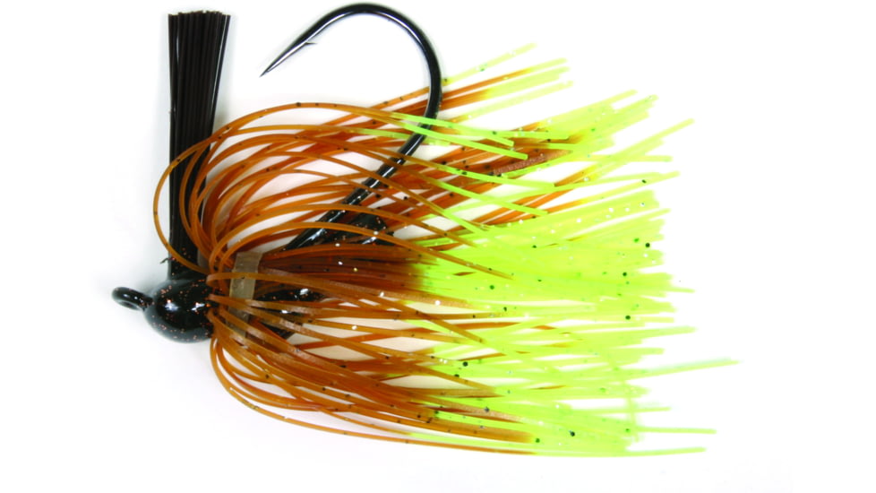 Lunker Lure Rattle Flip Jig, 3/8 oz, Pumpkin/ChartreuseTip, 5038-4139