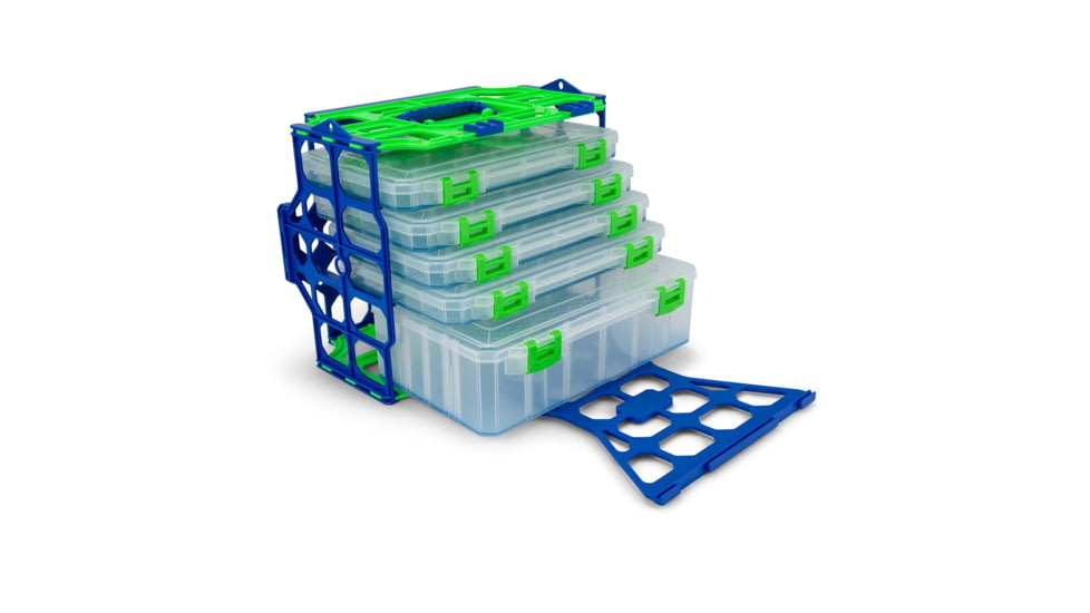 Lure Lock Deep Lure Locker w/4 Ultra Thin Boxes &amp; 1 Deep Box &amp; Tak Liner, Clear/Green, Green/Blue, LL1C5-ASST