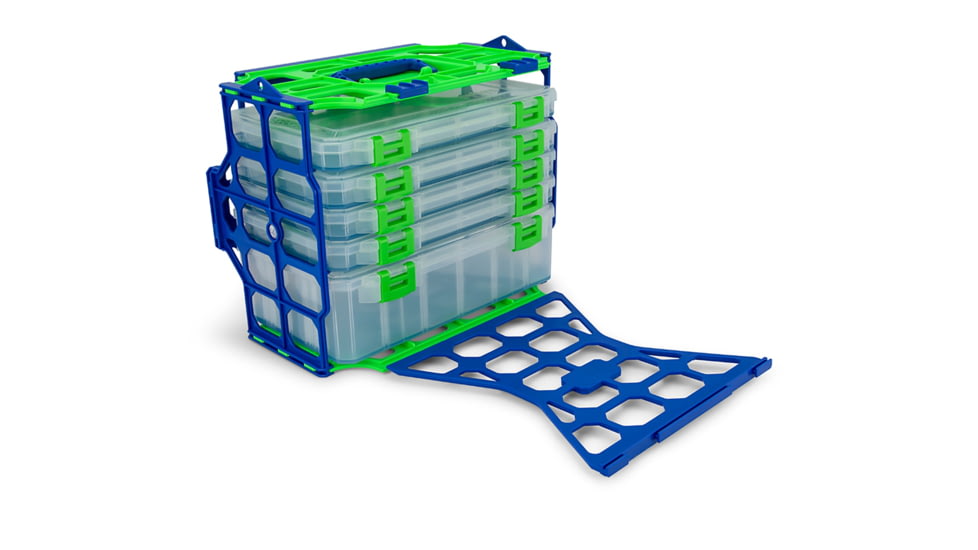 Lure Lock Deep Lure Locker w/4 Ultra Thin Boxes &amp; 1 Deep Box &amp; Tak Liner, Clear/Green, Green/Blue, LL1C5-ASST