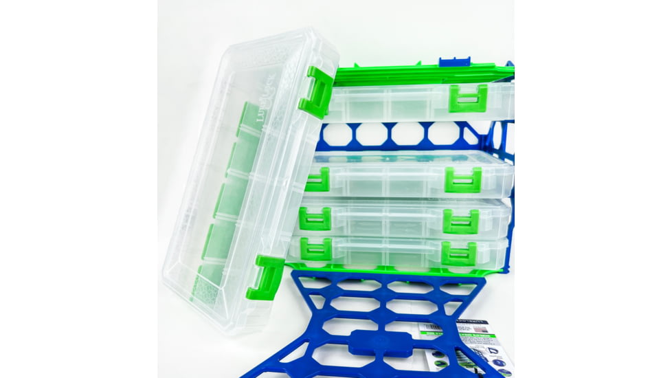 Lure Lock Lure Locker &amp; 5 Pack of Boxes w/out Gel, Large, 4 Compartment, Clear/Green, Green/Blue, LL1 L5-4001