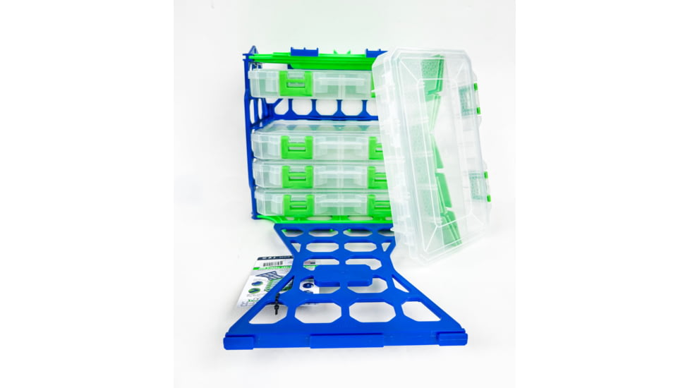 Lure Lock Lure Locker &amp; 5 Pack of Boxes w/out Gel, Medium, 3 Compartment, Clear/Green, Green/Blue, LL2 L5-3001