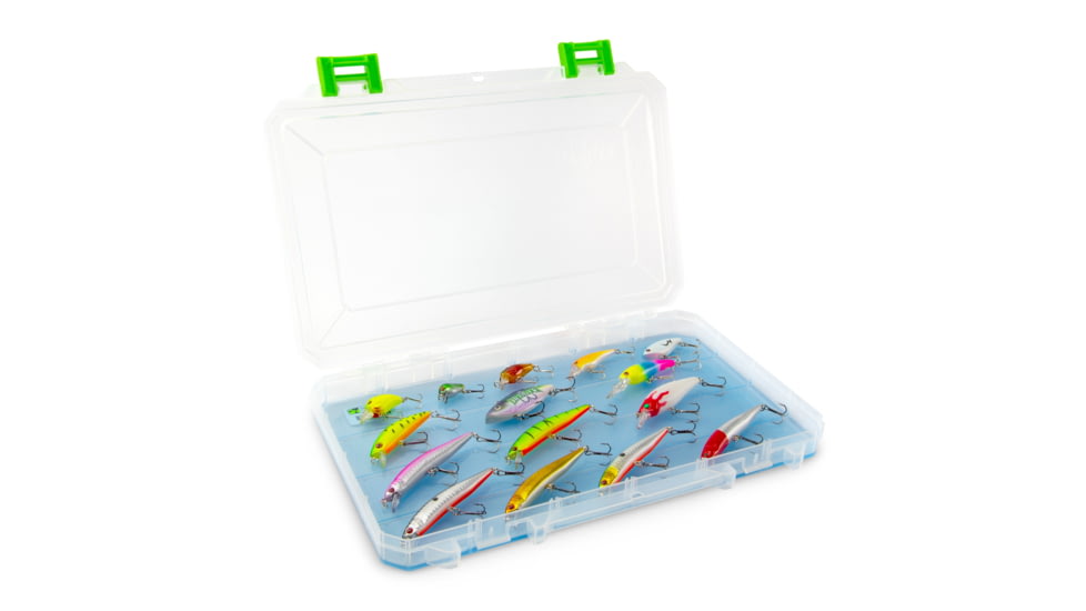 Lure Lock Ultra Thin 1 Cavity Box w/Taklogic Technology &amp; Ocean Blue Tak Liner, Clear/Green, LL1T-1101